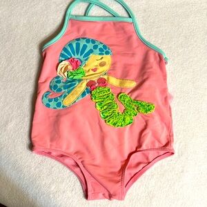 Mud Pie Mermaid One Piece Swimsuit 24 months/2T pink tutu on back see pics